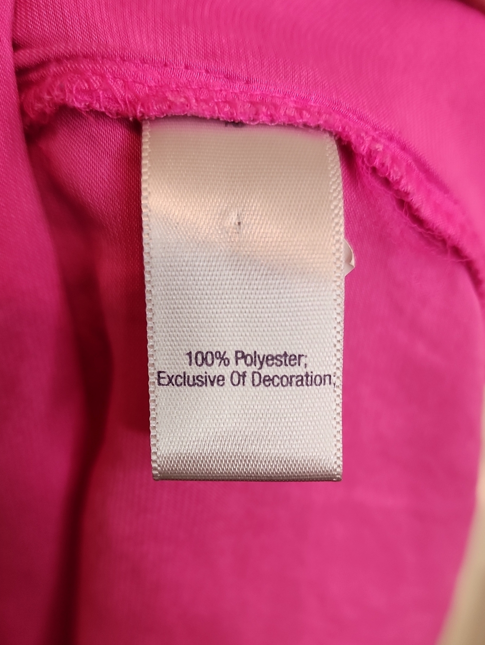 Jennifer Lopez JALO Hot Pink Tie-Neck V-neck Peasant Blouse Elastic Puffy Sleeve - Picture 3 of 12
